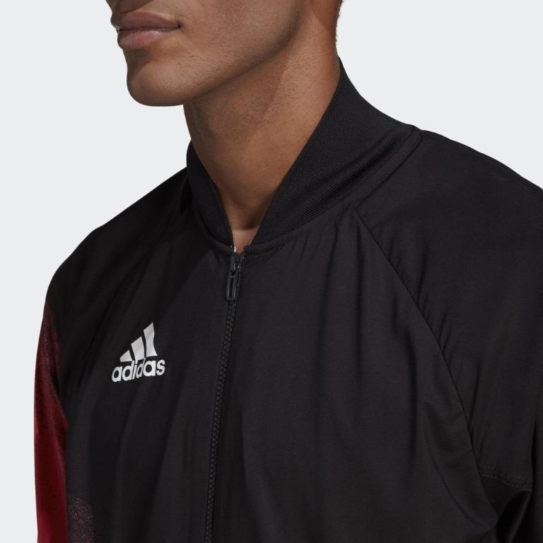 adidas Chaqueta Deportiva Casual Minimalista con Cremallera para Hombre Chaquetas Negra Roja GF0316