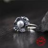 BFCLUB Silver Color Lotus Leaf Ring For Women Jewelry Finger Open Vintage Handmade Ring Allergy For Party Birthday Gift