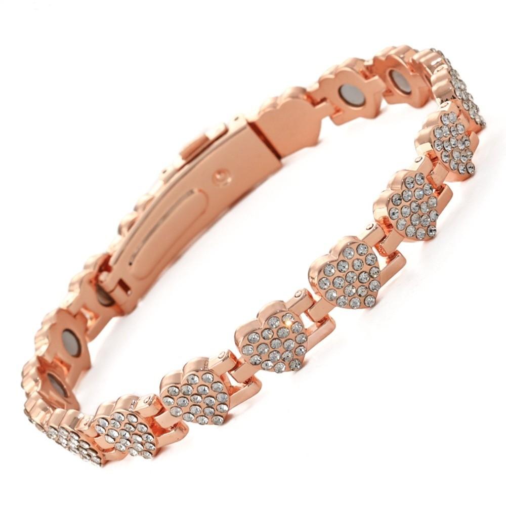 Premium Stainless Steel Magnetic Bracelet High Polished Fashion Anti Static Bangle Round Smooth Rhinestone Wrist Chain Party