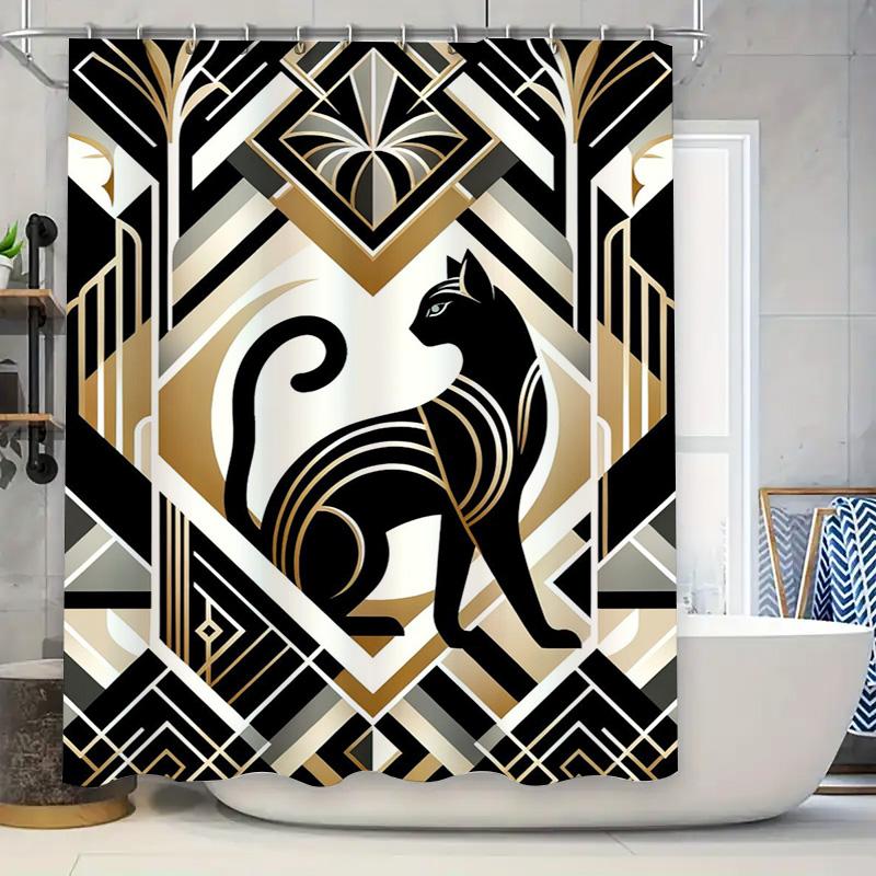

Eye-Catching Bathroom Decor: Unique Gargoyle Shower Curtain With Rustic Gold Tones For Home Improvement Projects Artistic Design W60H190(CM)-1 Pcs