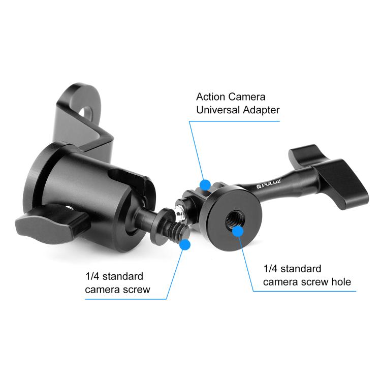 

PULUZ Motorcycle Rearview Mirror Aluminum Alloy Action Camera Holder Mount (Black) чорний