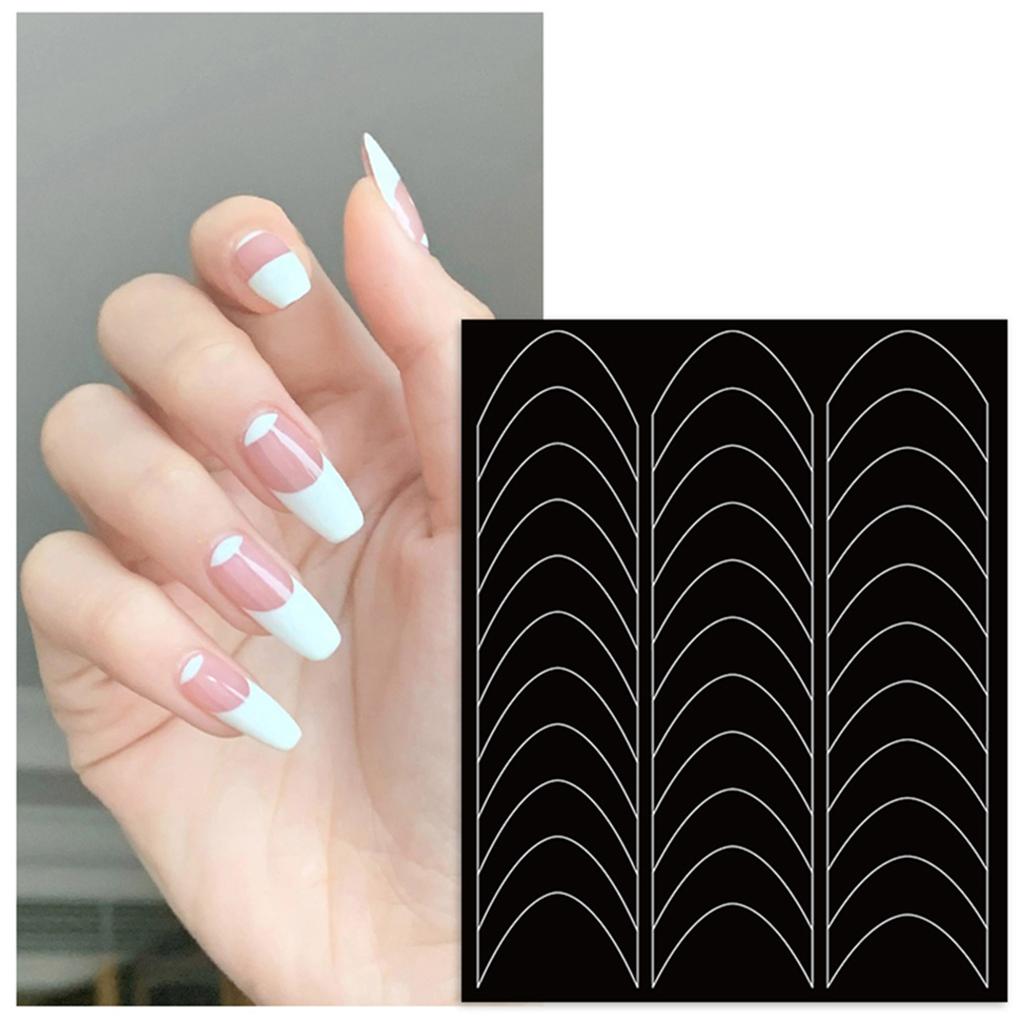 6 Designs French Manicure Strips Nail Art Stickers,Self-Adhesive Nail Tips Guides for DIY Nail Decoration Stencil Tools