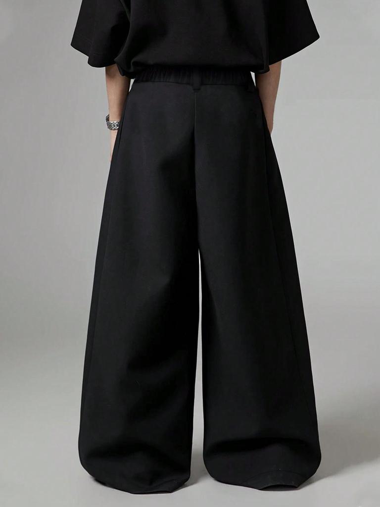 Men's Loose Fit Solid Color Pleated Pants with Pockets – Cross-Border European and American Style
