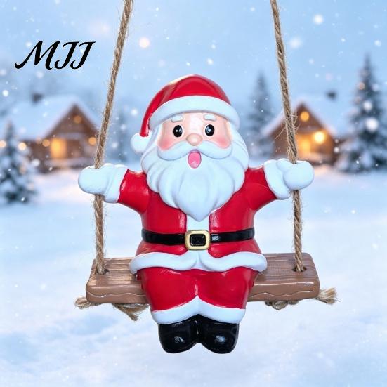 Decorative Santa Figurine Swing Claus Ornament, Resin Christmas Tree Holiday Home Decor Hanging Decoration, Seasonal Pendant Festive Ornament