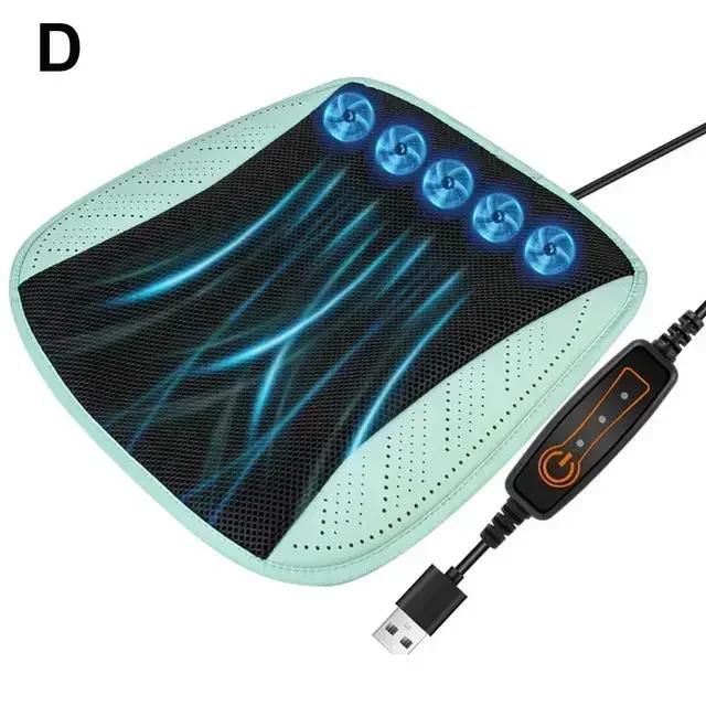 Nová letní chladivá a prodyšná podložka na sedadlo do auta s odvodem tepla Domácí USB ventilátor Potah na sedadlo do auta pro chlazení Zr