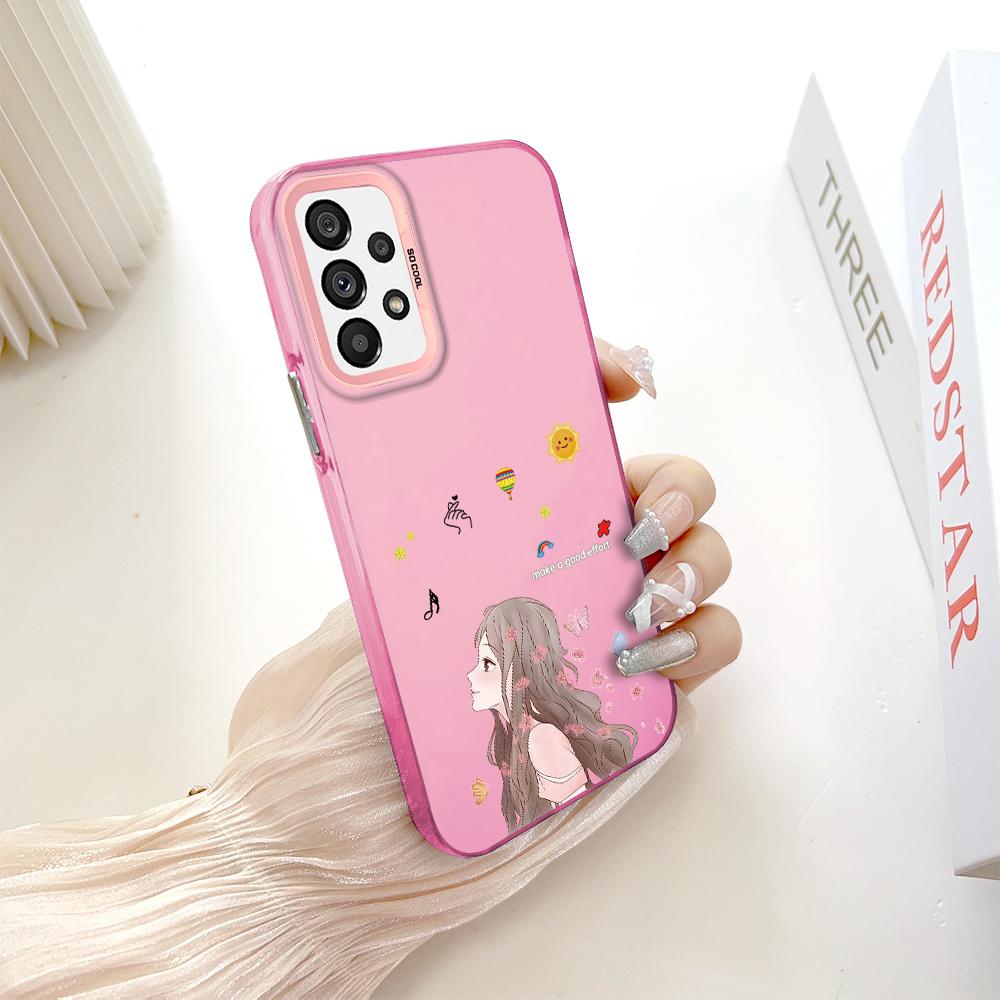 

Барвистий двосторонній сріблястий чохол із намальованим візерунком, стійкий до ударів, стійкий до падіння для телефону Samsung Samsung A05S темно-рожевого кольору