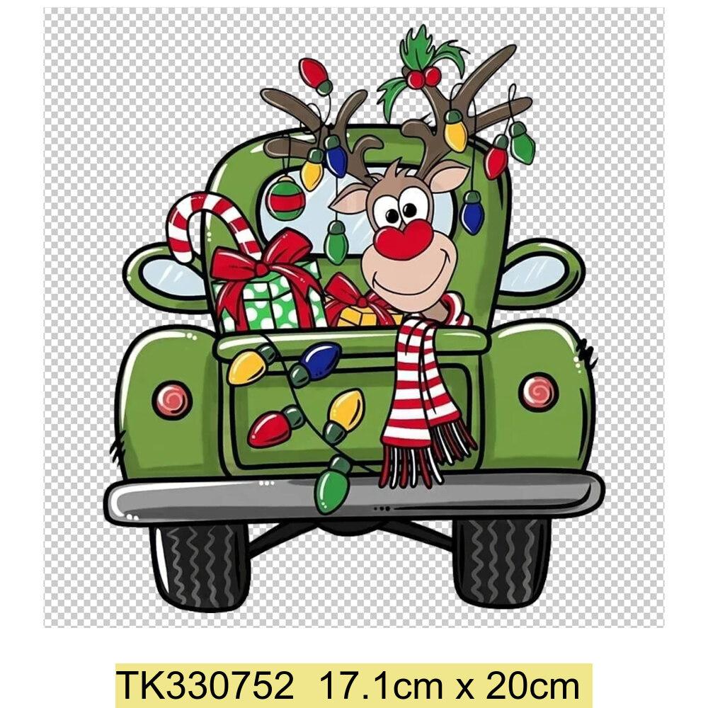 Iron On Christmas Snowmen Santa Claus Christmas Trees  Patch DIY Heat Transfer Tops Appliqued Vinyl Iron On Clothes Stickers