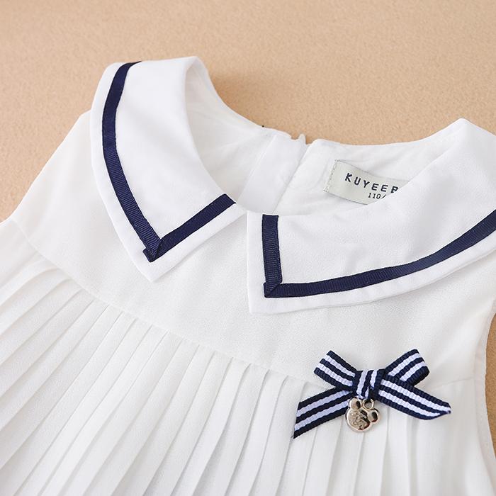 Sukienki dziecięce dla dziewczynek w stylu chińskim z okrągłym dekoltem i bez rękawów