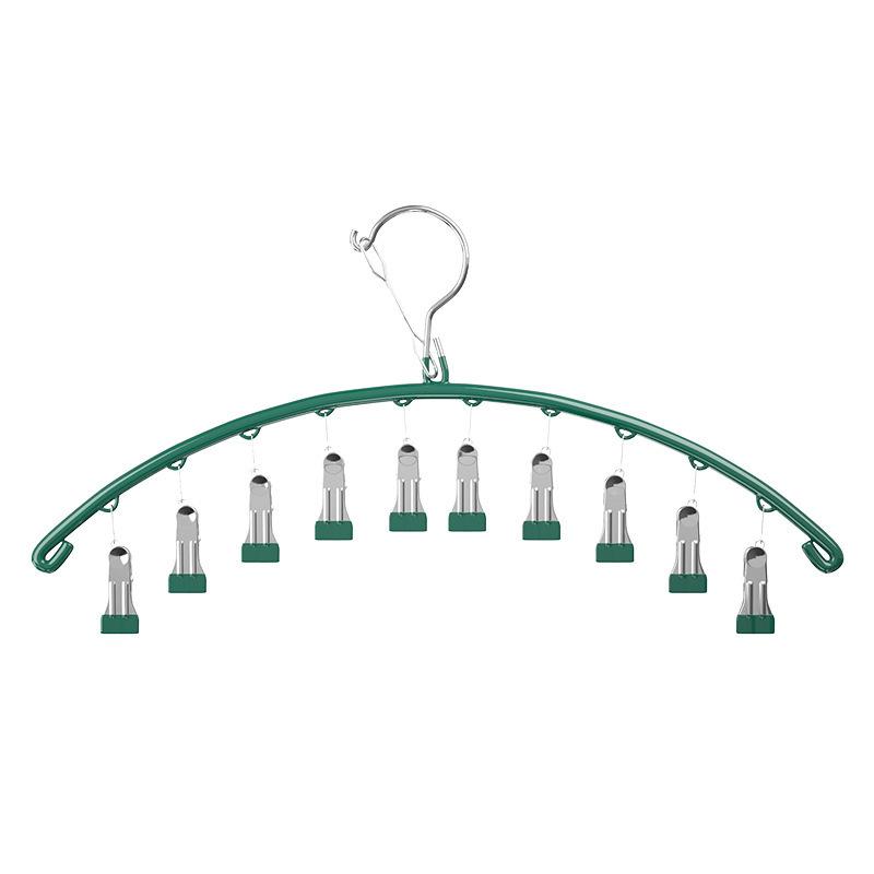 1 шт вешалка изогнутой формы металлические вешалки для штанов для йоги вешалка для брюк с 10 прищепками компактные вешалки органайзер для шкафа с резиновым покрытием зелёный 819₽