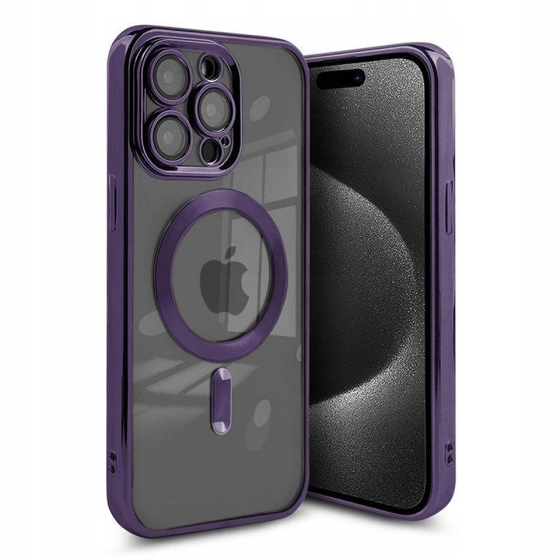 Etui do iphone 11 pro max magsafe obudowa wzmacniana fioletowy case + szkło