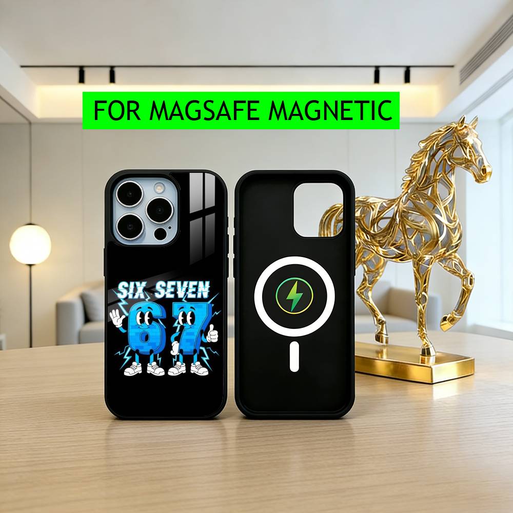 Six Seven 67 SS Phone Case For iPhone17,16,15,14,13,12,11 Plus,Pro Magnetic For Magsafe Wireless Charging