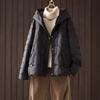 White duck down light down jacket women's winter hooded casual solid color simple warm loose literary jacket