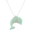 ZS Opal Stone Necklace Dolphin Heart Star Opal Stone Pendant Necklace 925 Silver Chain Color Pink Blue Red Letter 1pc, Normal, Stainless Steel, Cubic
