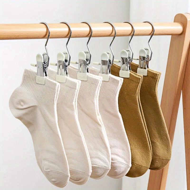 10 Pack Metal Clothes Clips with Rotating Hooks, Stainless Steel Laundry Clips, Space-saving Wardrobe Storage Rack for Hanging Jeans and Clothing