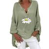 Plus Size Damen Casual Langarm Blumendruck Lose V-Ausschnitt Hemdbluse Top