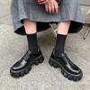Fashion Women‘s British Style Leather Single Shoes Spring Autumn 2024 Loafer Shoes Retro Heightened Thick Bottom Platform Lace-up Shoes