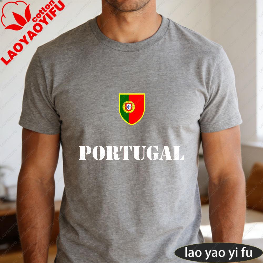 Portugal Soccer Graphic Tshirt Unisex Summer Cotton Short Sleeve Shield Flag Soccer Fan Soccer Party Supplies Casual Daily Wear