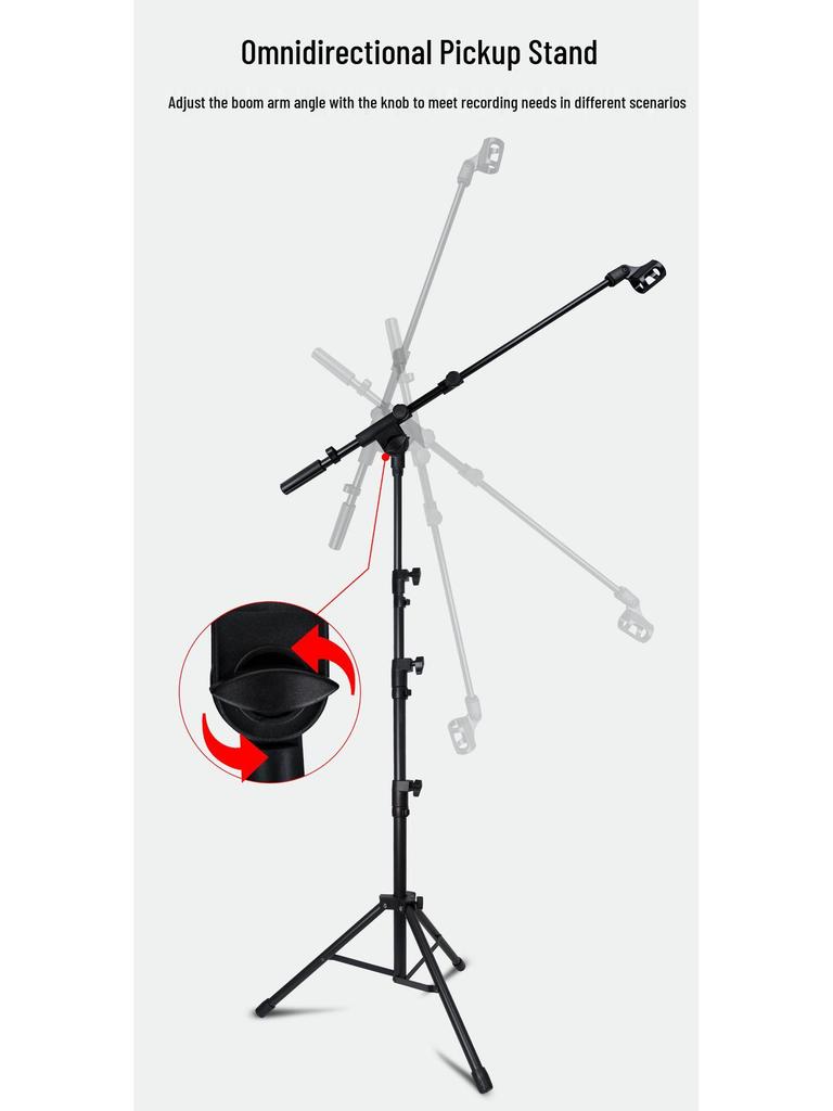 Adjustable Floor-Standing Tripod Microphone Stand for Outdoor and Indoor Use