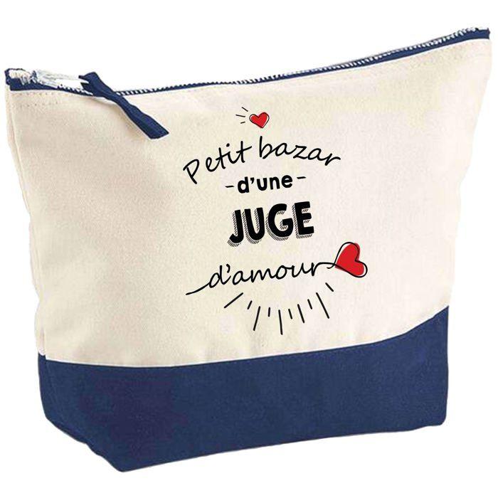 Trousse de maquillage - PLANETEE - Bazar d'une Juge d'Amour (fond bleu) - Grand format - Coton - Impression HD France