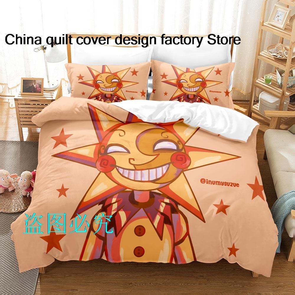 Sundrop FNAF Beding Set Single Twin Ful Quen King-Sized Dimensionsd Dimensions Bed Linen Set Adult People Bedrom Duvetcover Sets Anime Sundrop FNAF