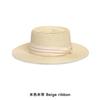 Flat top straw hat women's beach sunscreen bow top hat photo vacation straw weaving simple temperament sun hat
