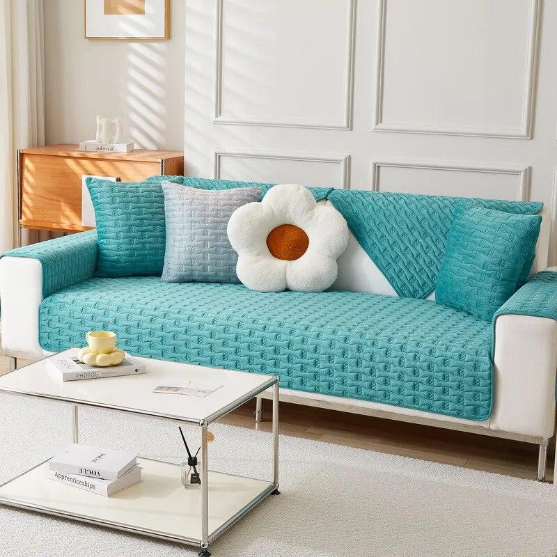 Four Seasons Universal High-grade Cushion Simple Solid Color 2023 New Sofa Cover Cover Towel Plush Sofa Cushion Non-slip