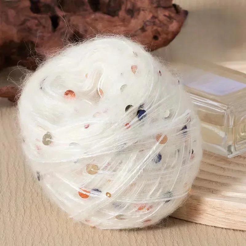 50g Big Sequins, Mohair Wool, Super Soft Yarn, Hat, Sweater, Scarf, Hand Woven DIY Shawl, Wand, Needle DIY Knitting&Crocheting