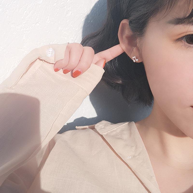 Korean Simple Asymmetric Music Note Mini Stud Earrings For Women