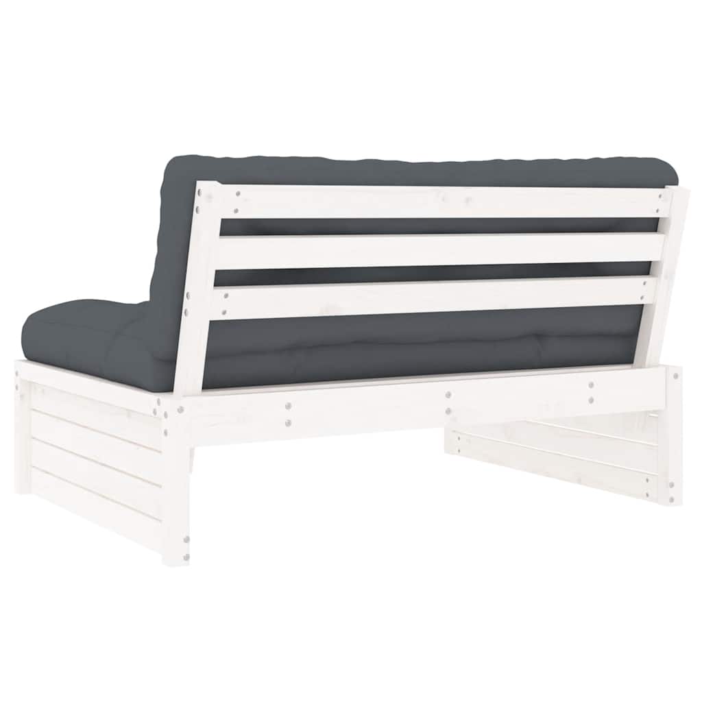 Mid Section Sofa White 120x80 cm Solid Pine Wood