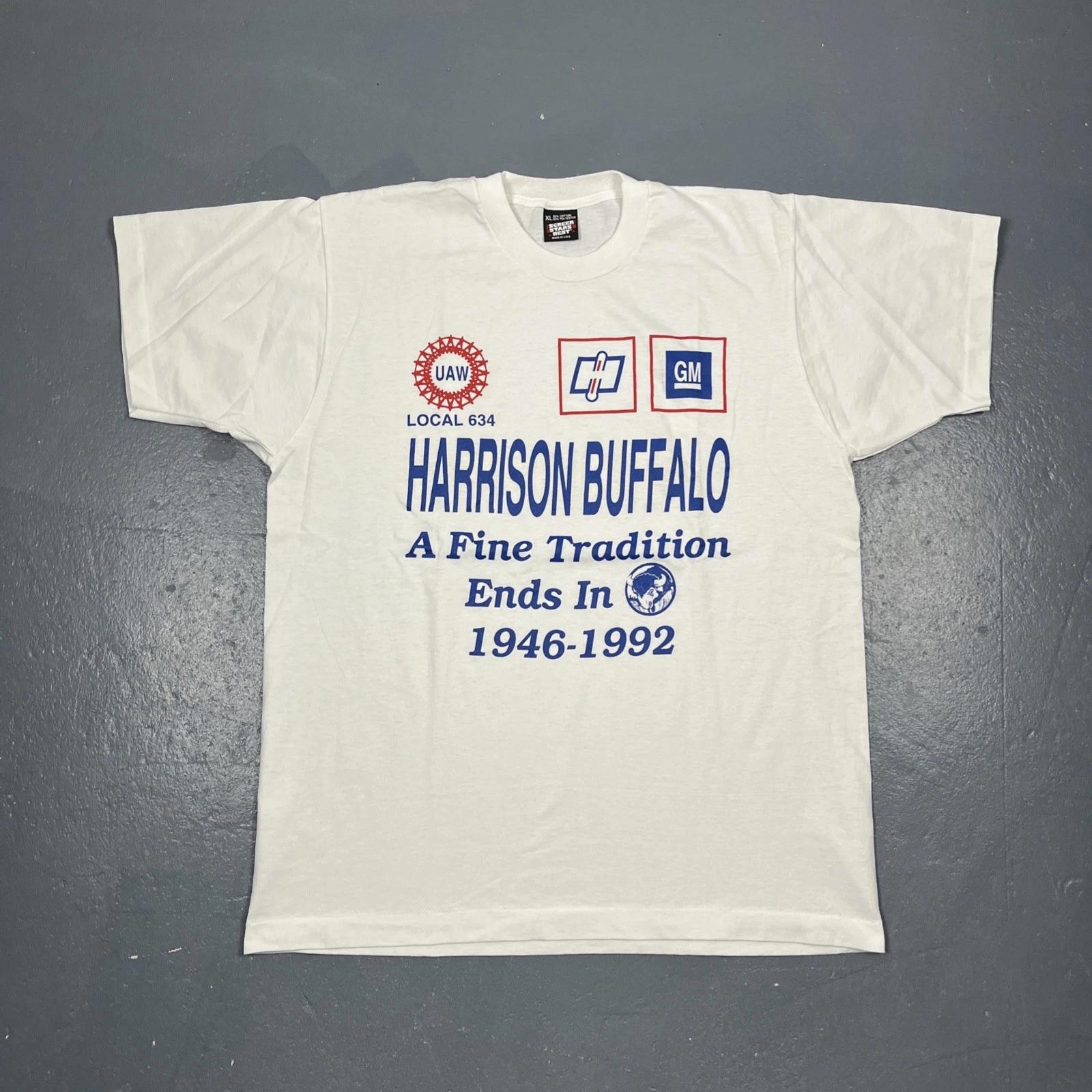 

Vintage 90s UAW Local 634 GM Buffalo Single Stitch Tshirt White XL VTG 4XL