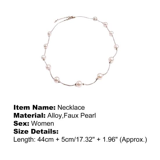 Necklace Single Layer Adjustable Alloy Women Faux Pearl Clavicle Chain for Wedding