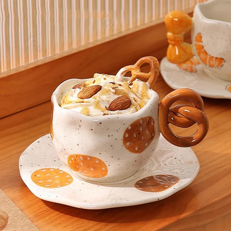 Cute Cartoon Ceramic Cups High End Exquisite Afternoon Tea Coffee Cup Set Household Breakfast Milk Mug Office Tableware Gifts