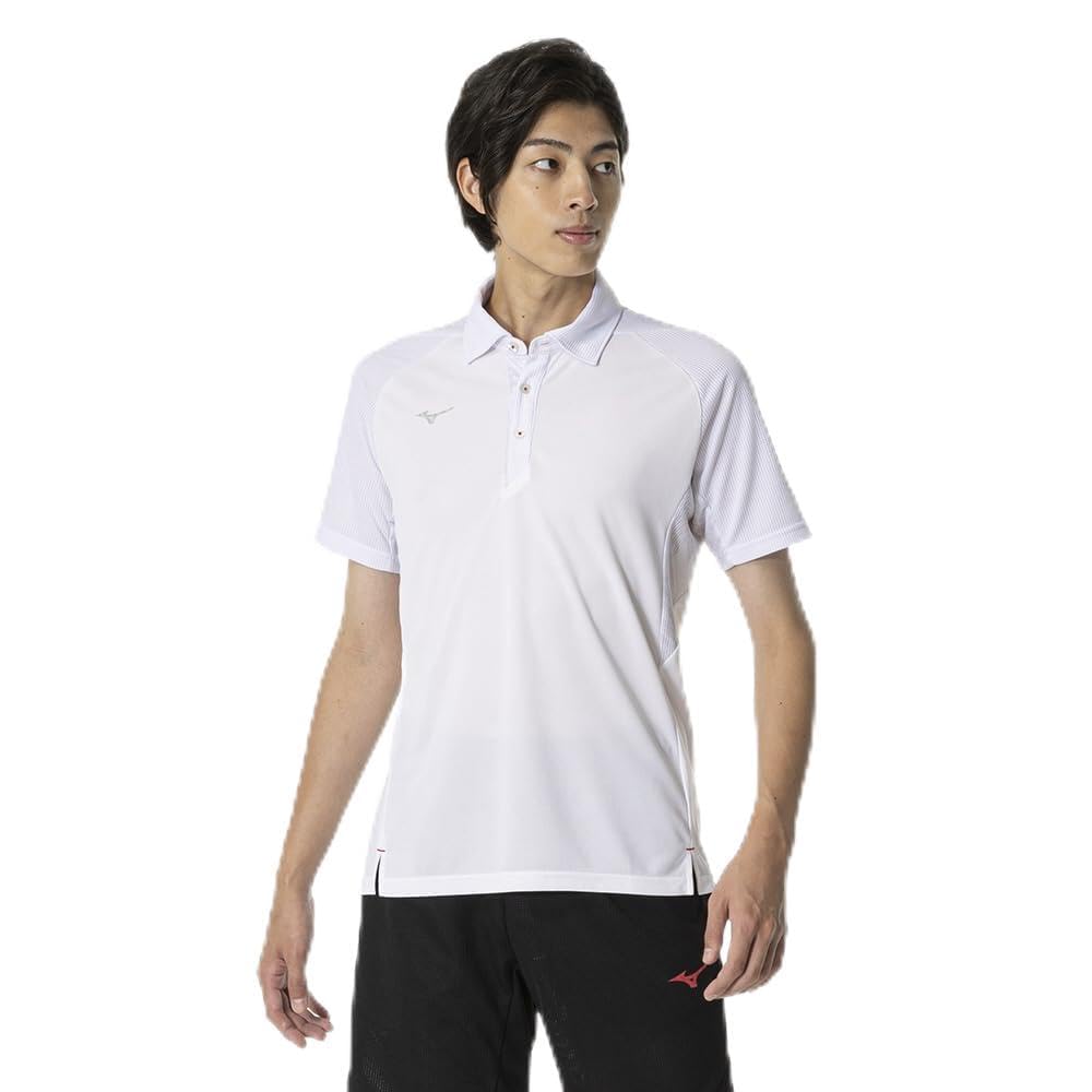 

Mizuno Training Polo Short Size S Men s Quick-Dry Shirt, Sleeve, Moisture-Wicking, Quick-Drying, White, (32MAB081) белый