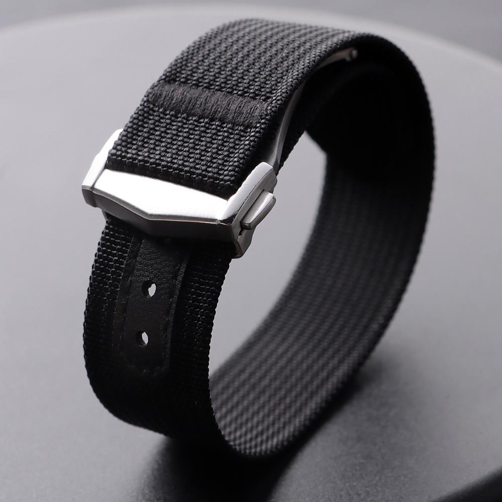 Ribbed Nylon Watch Band 20mm for Omega Diving Watch Strap Folding Buckle Bracelet Loop Military Washable Blet for Men Watchbands