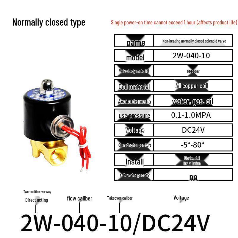 Válvula Solenoide Eléctrica - 1 Pulgada, 4 Puntos, Normalmente Cerrada, 12V/24V/220V Control de Agua y Drenaje