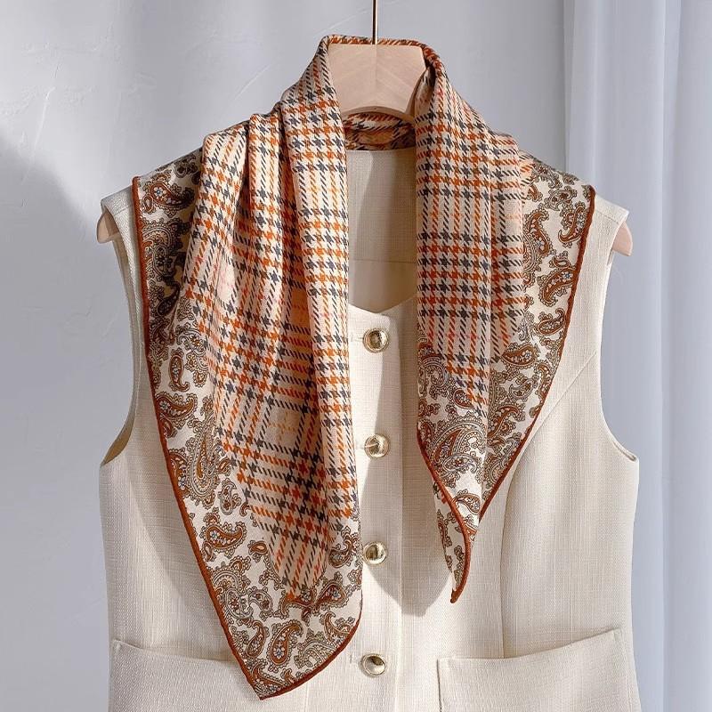 Classic winter 2025 new thousand bird grid silk wool silk scarf women s warm shawl dual-purpose cold-proof scarf 65cm