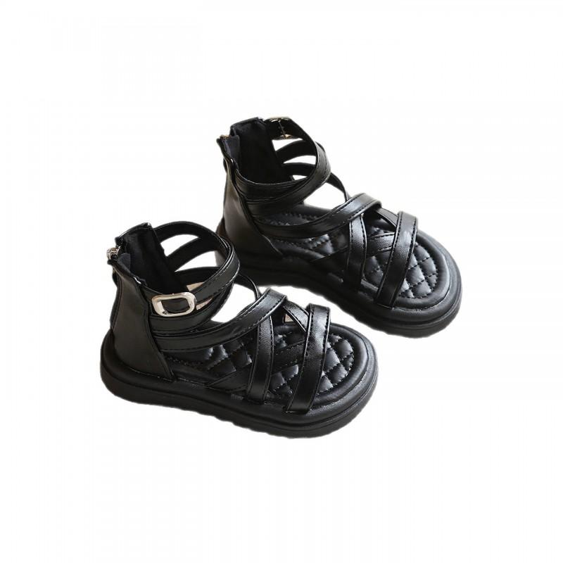 Girls Roman Sandals With Cutout Design Crisscross Straps Princess Shoes Toddlers Kids