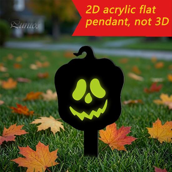 Festive Halloween Holiday Decor Pumpkin Yard Sign with Stake, Glow In The Dark Reusable Garden Spooky Silhouette Stake for Outside Patio Lawn Stakes