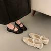 Fashion New Design Flat Shoes for Women Square Head Shallow Mouth Mesh Fabric Embroidery Butterfly Knot Soft Sole Single Shoes Mujer