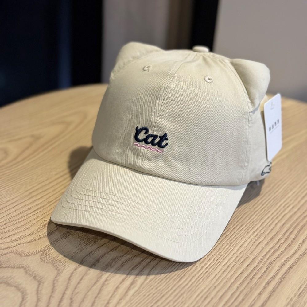 3D Cat Ear Cat Ear Baseball Cap Wide-brimmed Breathable Korean Style Baseball Cap Embroidery Letter