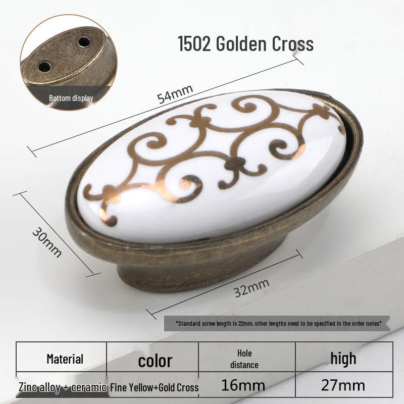 European Ceramic Blue Flower Round Cabinet Handle