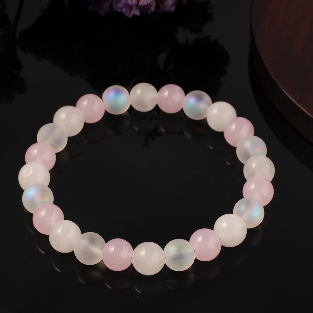 Festive Gifts Rose Quartz Labradorite Beaded Bracelet Soft Shiny Fashion Jewelry For Women Daily Wear Gift