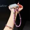 Pvc Jewelry Phone Strap With Glittering Beads And Card For Women And Men