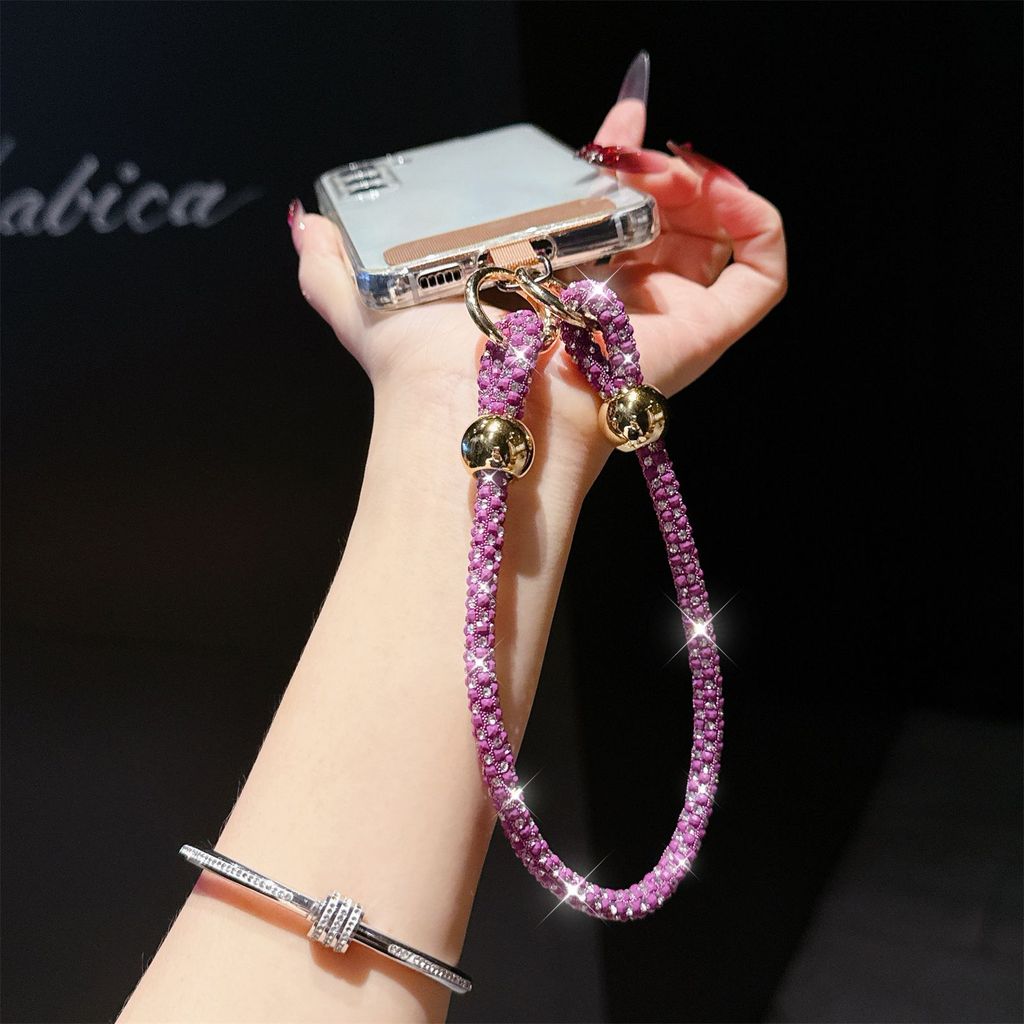 Pvc Jewelry Phone Strap With Glittering Beads And Card For Women And Men