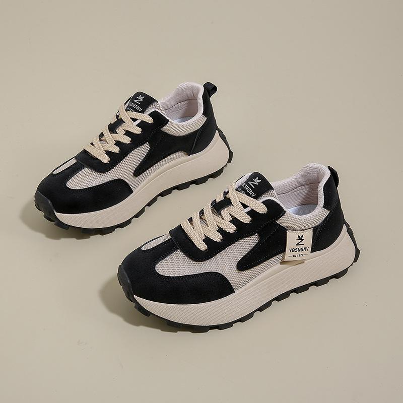 Thick-soled Through-net Sports and Leisure Shoes Women's Spring New Lightweight Dad Shoes Versatile Student Running Shoes