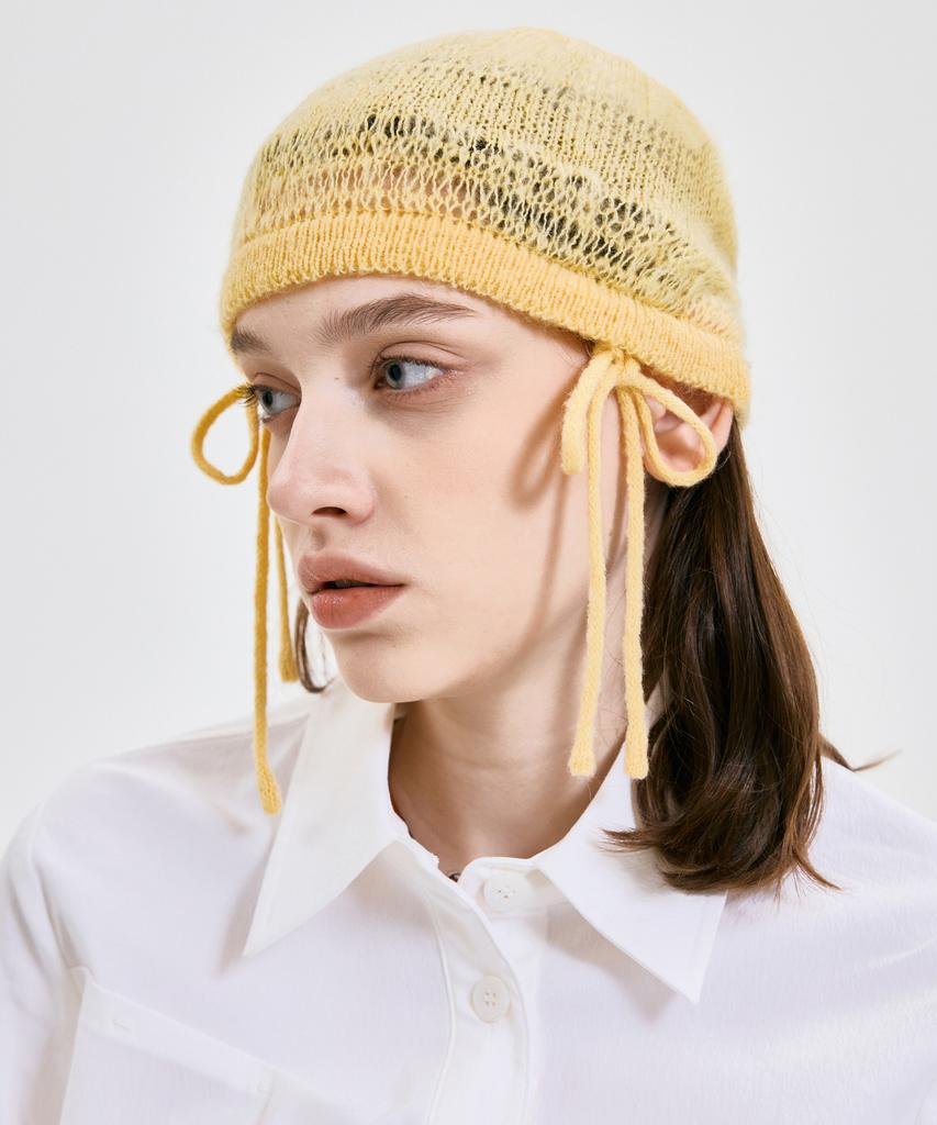 Kimjisu Ribbon Tied Beanie _ Yellow