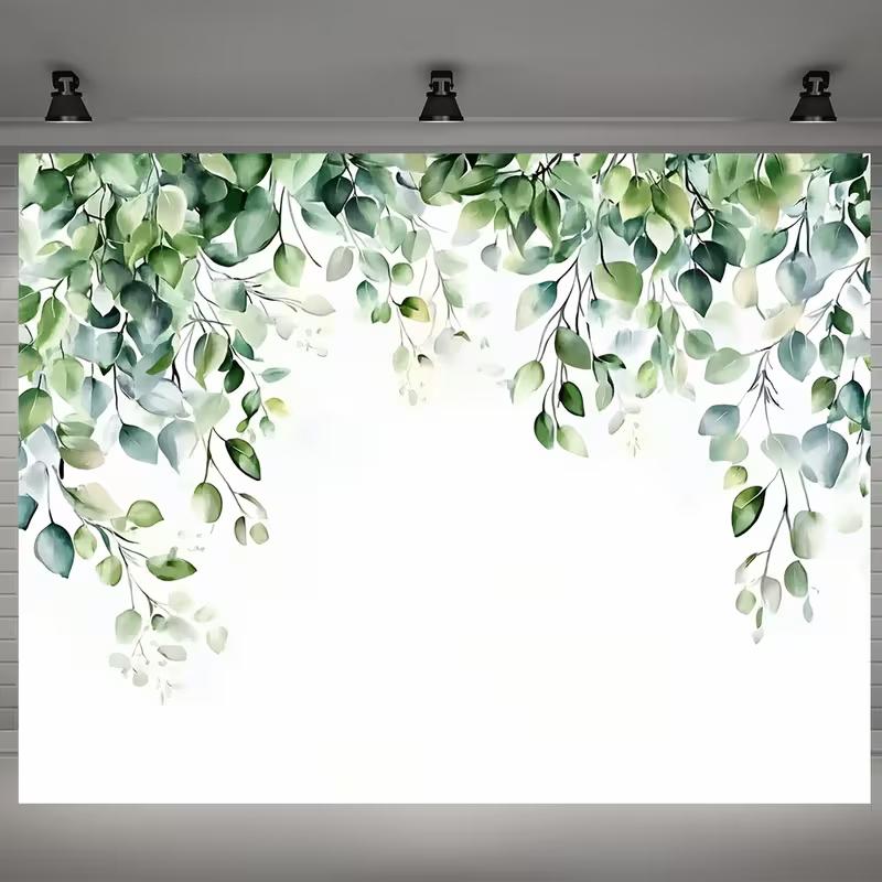 2D Watercolor Eucalyptus Green Leaves Boho Minimal Backdrop 47.2x31.5inch/120*80cm