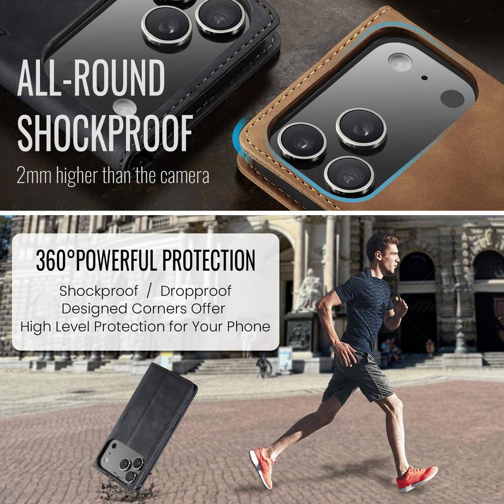 For iPhone 18 Pro Max 18 Pro Flip Wallet Case Luxury Leather Magnetic Folio Book Cover Card Holder Kickstand Shockproof Cover