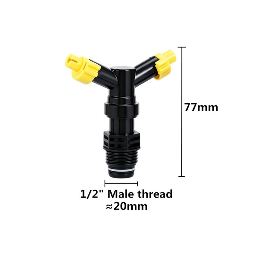 Y-shape Automatic 360 Degree Rotating 2-outlets Sprinkler Head 1/2" 3/4" Male Thread Garden Agriculture Lawn Irrigation Sprayer