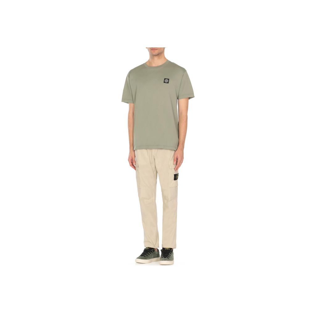 Stone Island Solid Logo Round Neck Short Sleeve T-Shirt Men Tops Green K1S152100039S0013-V0055